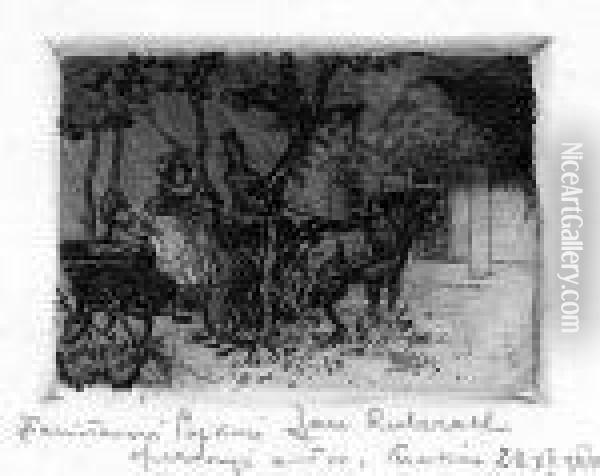 Zaprzeg Konny 1924 Oil Painting - Jan Rubczak