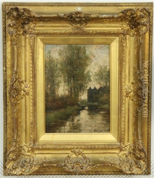 Een Buitenhuis Aan De Rivier De Vecht Oil Painting - Fredericus Jacobus Van Rossum Du Chattel