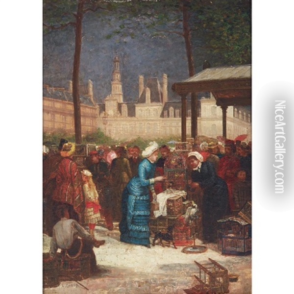 The Bird Market Oil Painting - Amedee Paul Greux