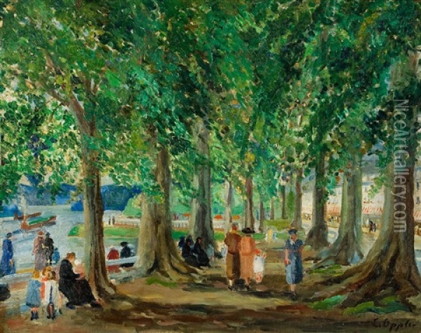 Strandpromenade Oil Painting - Ernst Oppler