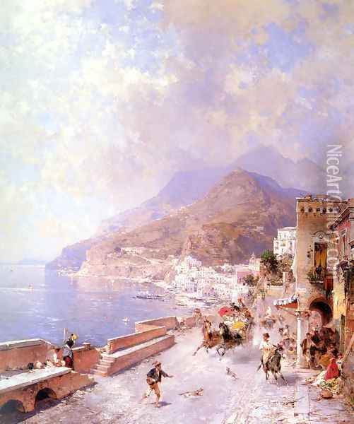 Amalfi Oil Painting - Franz Richard Unterberger