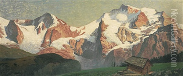 Schweiz, Die Jungfrau Oil Painting - Karl Langhammer