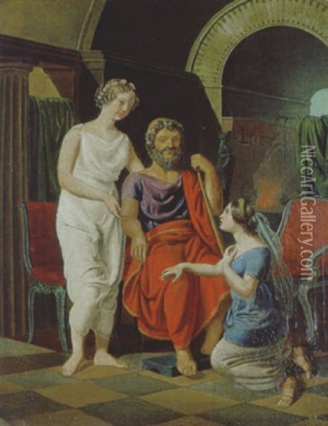 Thetis Bittet Vulkanus Um Waffen Fur Ihren Sohn Achilles Oil Painting - Ludwig Beyfuss