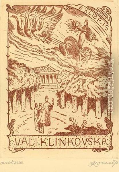 Ex Libris Vali Klinkovska Oil Painting - Jan Konupek