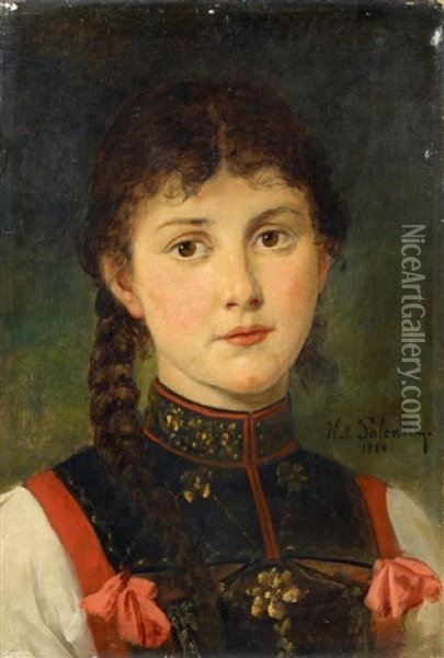 Portrat Eines Jungen Madchens Oil Painting - Hubert Salentin