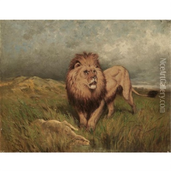 Lion And Prey-the Kill Oil Painting - Rosa Bonheur