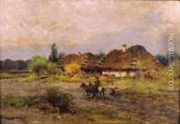 Pejzaz Wiejski 1913 Oil Painting - Adam Setkowicz