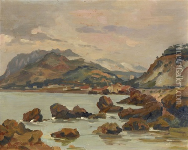 Les Rochers A Tunis Oil Painting - Paul Nicolai