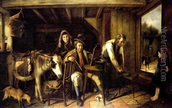 Off To The Derby Oil Painting - Charles Hunt the Younger