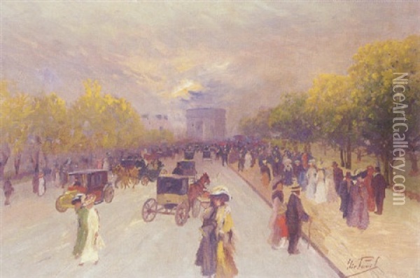 Paris, Avenue Du Bois Oil Painting - Elie Anatole Pavil