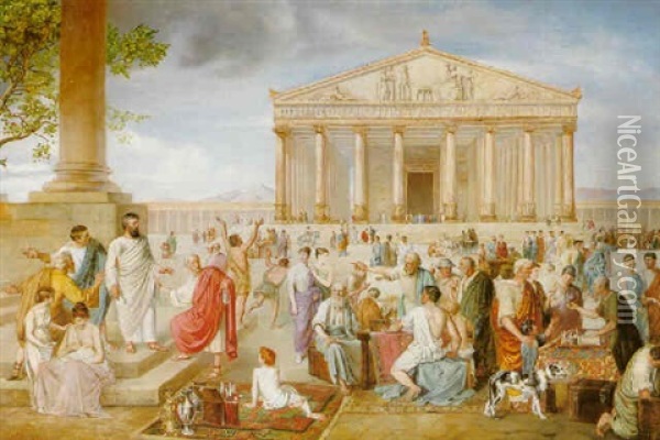 Paul Preaching Before The Temple Of Diana At Ephesus Oil Painting - Adolf Pirsch