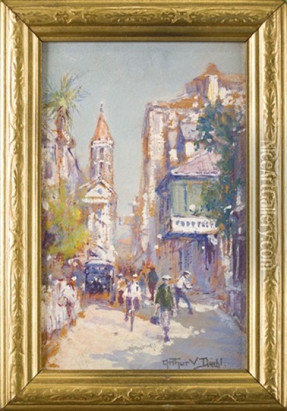 St. George Street, St. Augustine, Florida Oil Painting - Arthur Vidal Diehl