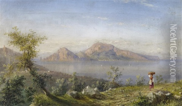 Sicht Auf Capri Von Sorrent Aus Oil Painting - Achille Solari