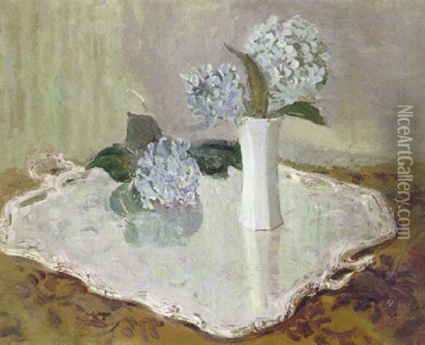 Still Life With Hydrangeas Oil Painting - Paul Cesar Helleu