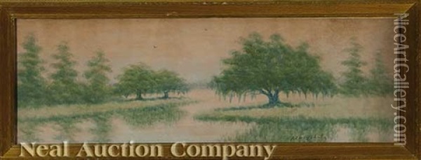 Oak Trees On The Louisiana Bayou Oil Painting - Alexander John Drysdale