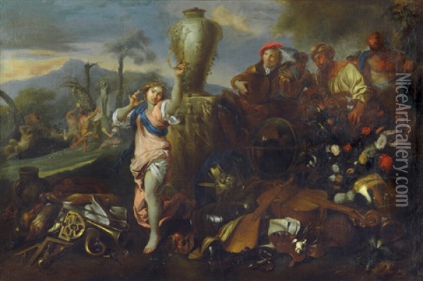 Allegorie Der Kunste Und Wissenschaften Oil Painting - Giovanni Benedetto Castiglione