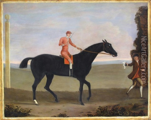 Hunters Led By Grooms, One With Jockey Up (pair) Oil Painting - James Seymour