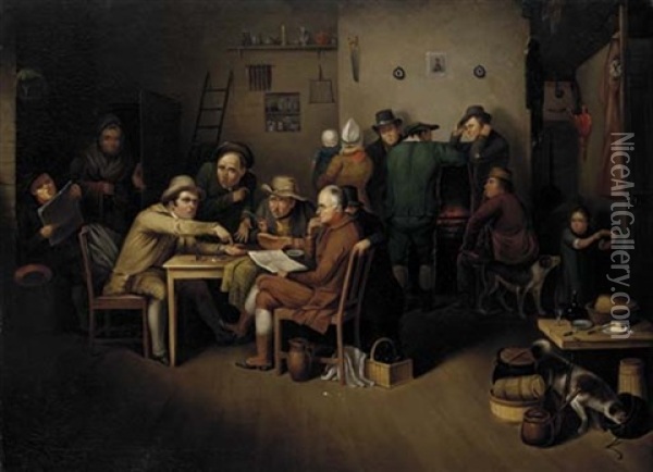 The Village Politicians Oil Painting - John Lewis Krimmel