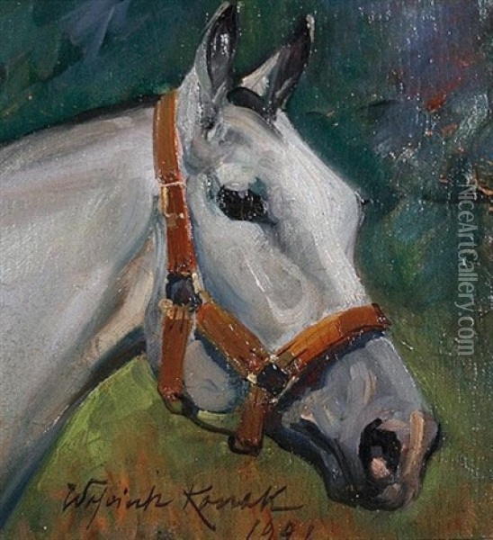 Horse Oil Painting - Woiciech (Aldabert) Ritter von Kossak