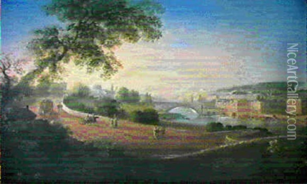 A View Of Dublin And The Liffey, From Phoenix Park Oil Painting - William Sadler the Younger