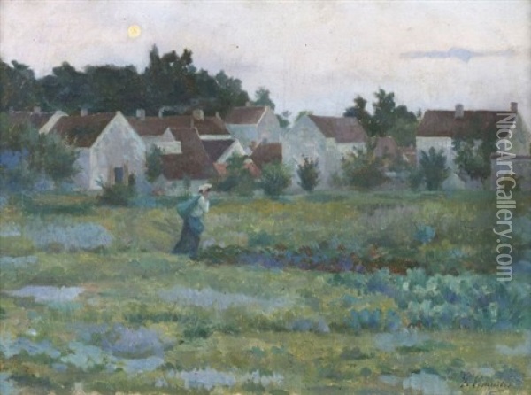 Paysanne Sous Un Clair De Lune, Montigny-sur-loing Oil Painting - Gustave Lemaitre