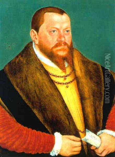 Portrait Of Duke Augustus Of Saxony Oil Painting - Lucas Cranach the Younger