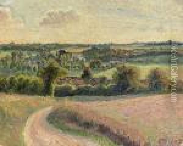 Vue Des Coteaux De Bazincourt Oil Painting - Lucien Pissarro