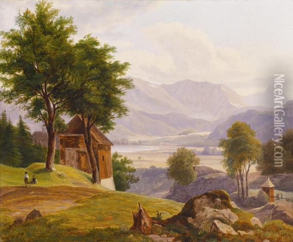 Circle Scene From Thesalzkammergut Oil Painting - Friedrich Loos