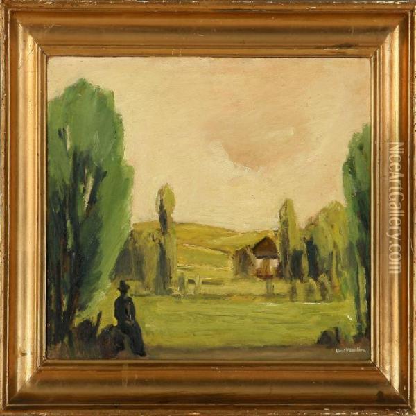Scenery With Man Oil Painting - Ernst Zeuthen