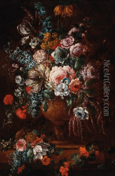 A Still Life Of Flowers Oil Painting - Pieter Casteels III