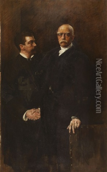 Bismarck And His Doctor Scherzinger Oil Painting - Joszi Arpad Koppay