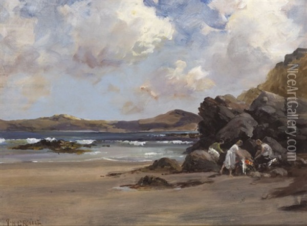 Marble Hill Strand, Sheephaven, With Rosapenna And Rosguill Promontory In The Distance, August Oil Painting - James Humbert Craig