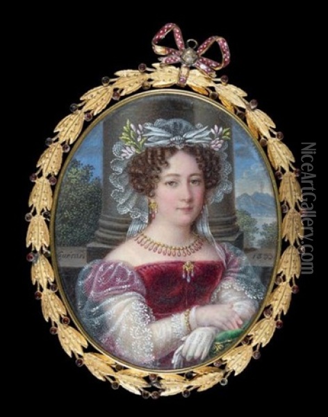 Portrait De Marie - Isabelle D'espagne (1789 - 1848), Reine Des Deux - Siciles Oil Painting - Bernhard von Guerard