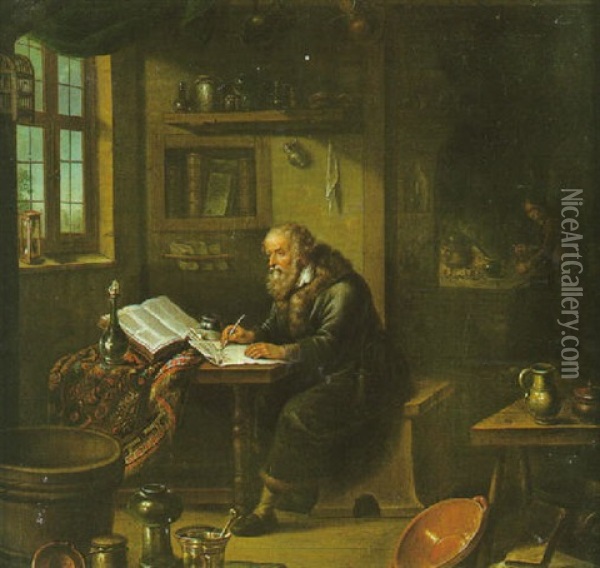 L'alchimiste Dans Son Cabinet Oil Painting - Gerrit Dou
