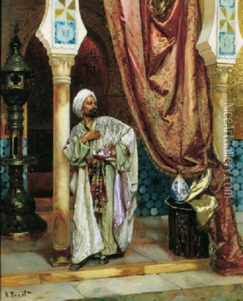 An Elegant Cheiftain In His Palace Oil Painting - Rudolf Ernst