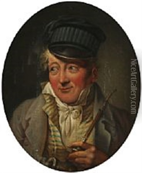 Portrait Of The Danish Actor Adam Gottlob Gjelstrup (1753-1830) Oil Painting - Martinus Christian Wesseltoft Rorbye