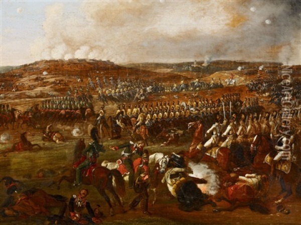 Schlacht Von Borodino. Die Schlacht An Der Moskwa Bei Borodino Am 7. September 1812 Oil Painting - Albrecht Adam