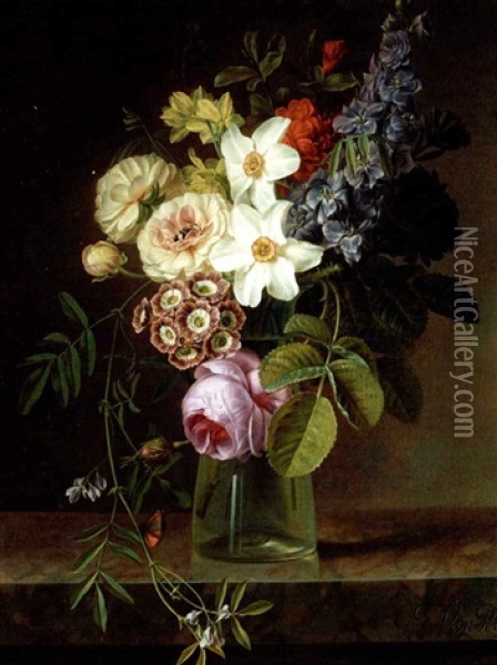 Bouquet De Fleurs Dans Un Vase Oil Painting - Christiaen van Pol