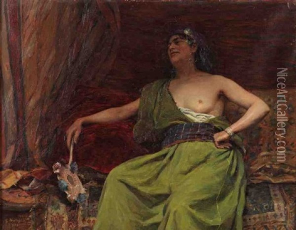 La Belle Odalisque Oil Painting - Georges Bretegnier