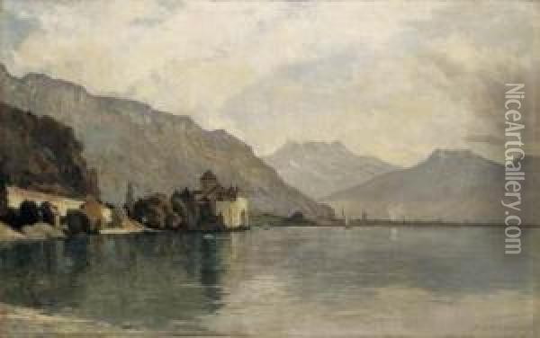 Chateau De Chillon Et Lac Leman Oil Painting - Francois Bocion