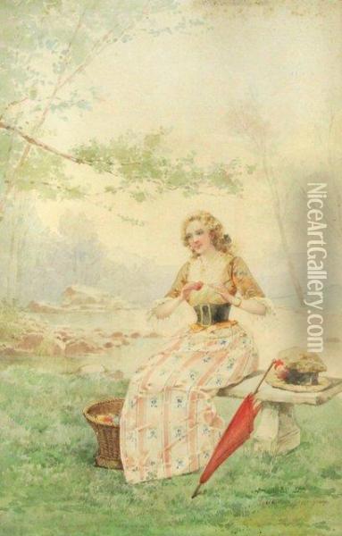 The Picnic Oil Painting - Maximilienne Goepp Guyon