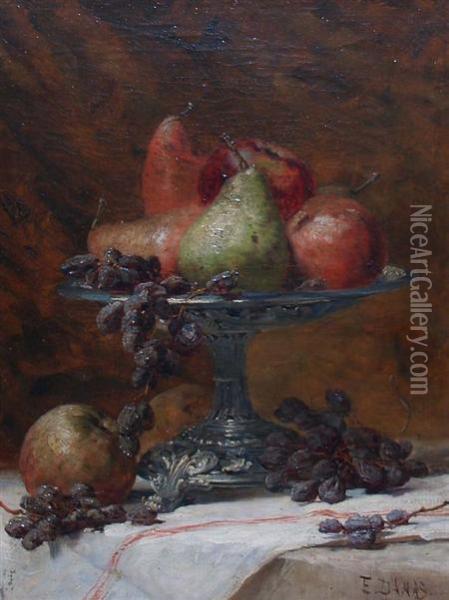 Still Life With Fruit On A Pewter Compote Oil Painting - Eugene Damas