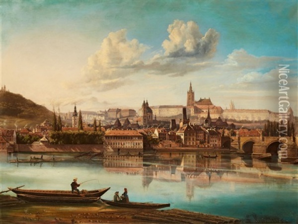 The Old City Of Prague Oil Painting - Ferdinand Lepie