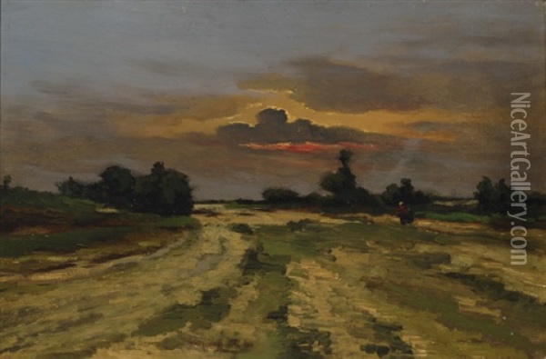 Sunset Over The Heather Oil Painting - Sientje Mesdag Van Houten