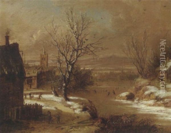 Englische Winterlandschaft Oil Painting - Marco Ricci