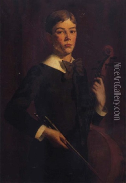 The Young Musician Oil Painting - Charles Foster