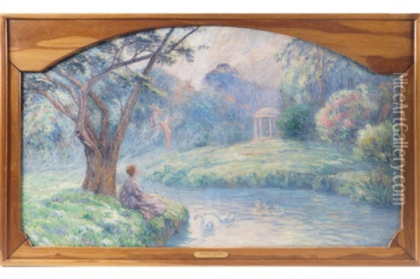 Looking Over The Lake Oil Painting - Joseph Vital Lacaze