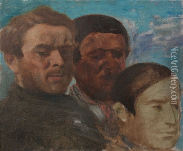 Trois Tetes Oil Painting - Edgar Degas