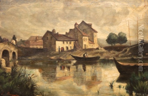 Paysage Lacustre Oil Painting - Louis Bonneton