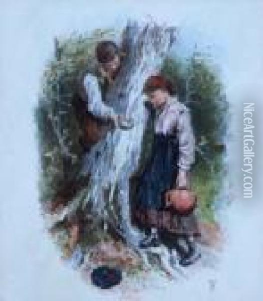 Two Figures Oil Painting - Myles Birket Foster